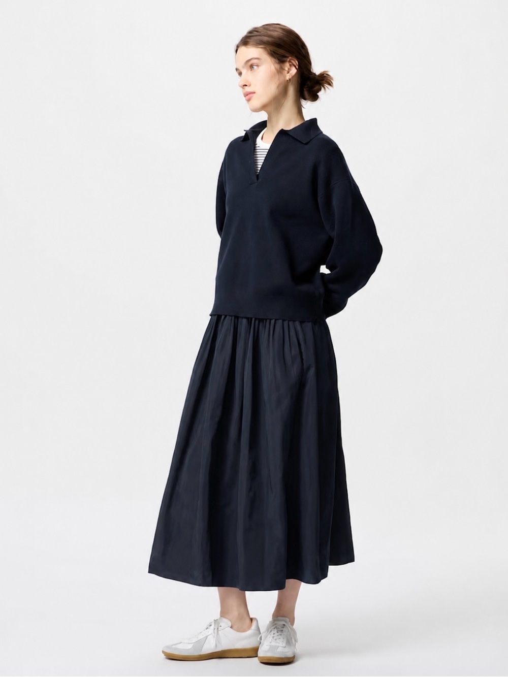 Uniqlo Volume Skirt Navy Size Medium Minimal Casual Career Capsule